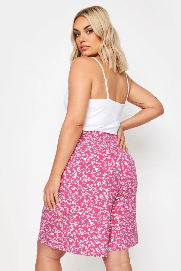 Büyük Beden Beli Lastikli Desenli Bol Kesim Likralı Şort 145099 Vervegrand