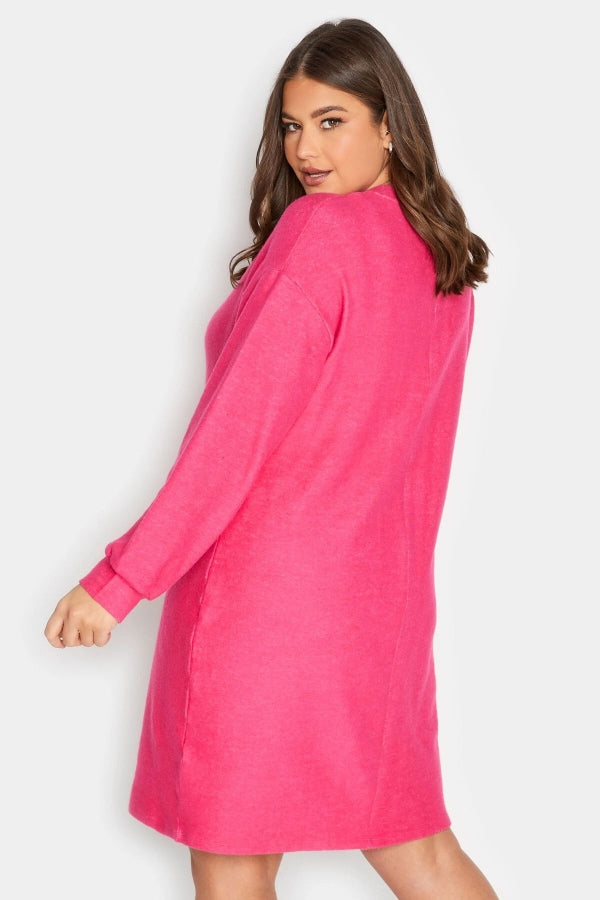 Büyük Beden Likralı Uzun Kollu Yuvarlak Yaka Triko Elbise 301739 Vervegrand