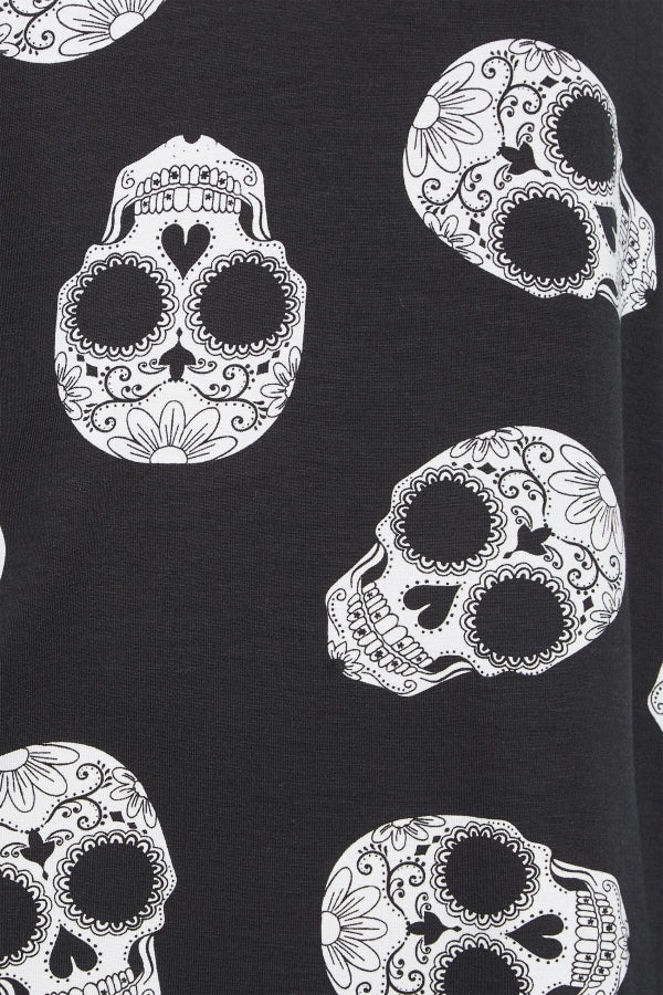 Büyük Beden Bisiklet Yaka Kuru Kafa Baskılı Yarım Kollu T-shirt 321252 Vervegrand