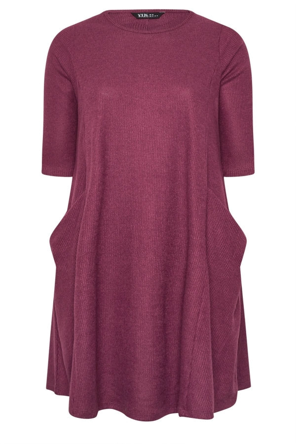 Büyük Beden Yarım Kollu Bisiklet Yaka Asimetrik Cepli Elbise 303803 Vervegrand