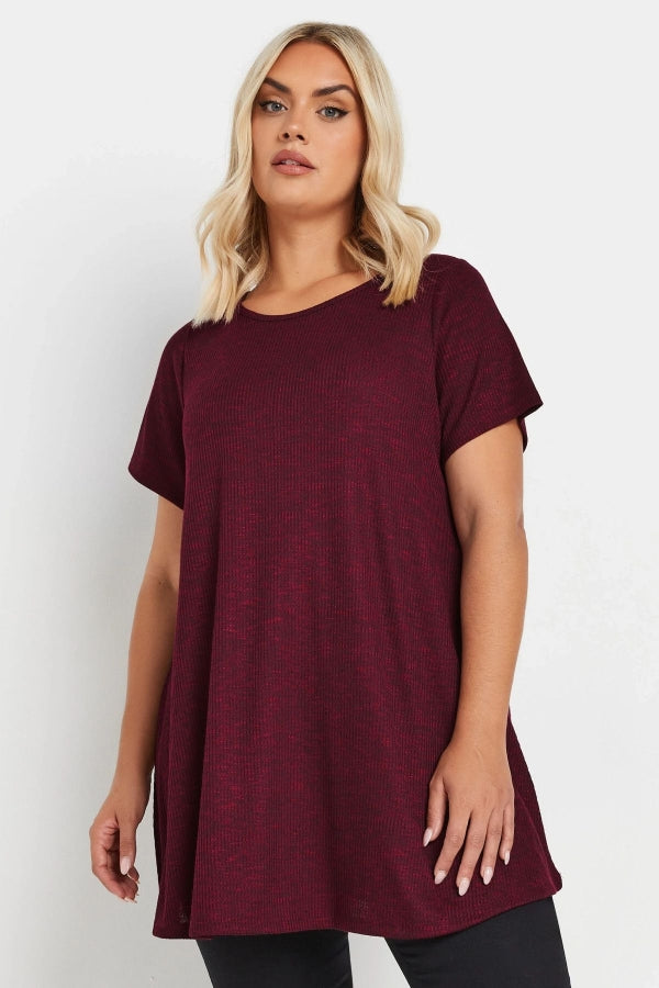 Büyük Beden Bisiklet Yaka Yarım Kollu Fitilli İnce Bluz 303619 Vervegrand