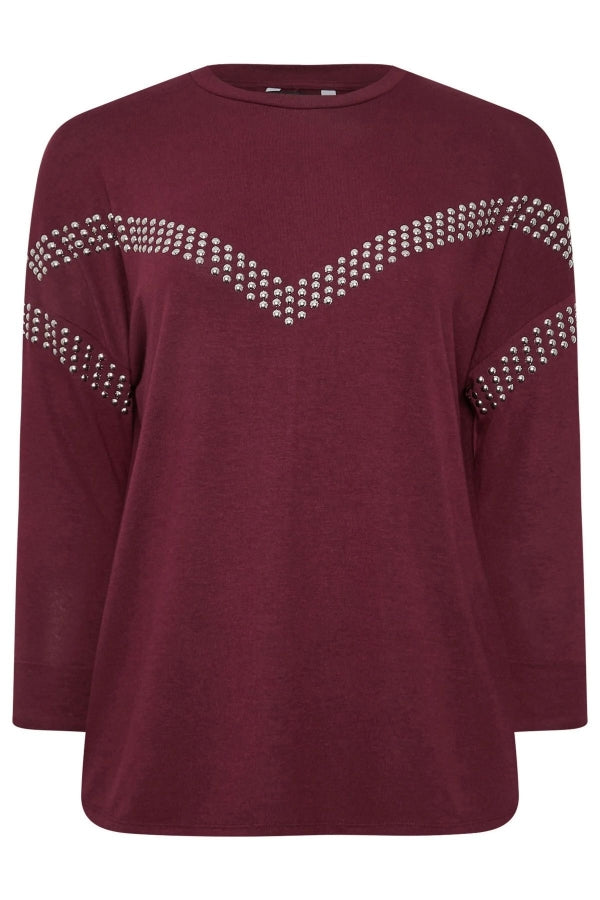 Büyük Beden Bisiklet Yaka Uzun Kollu Pul İşlemeli Bluz 322184 Vervegrand