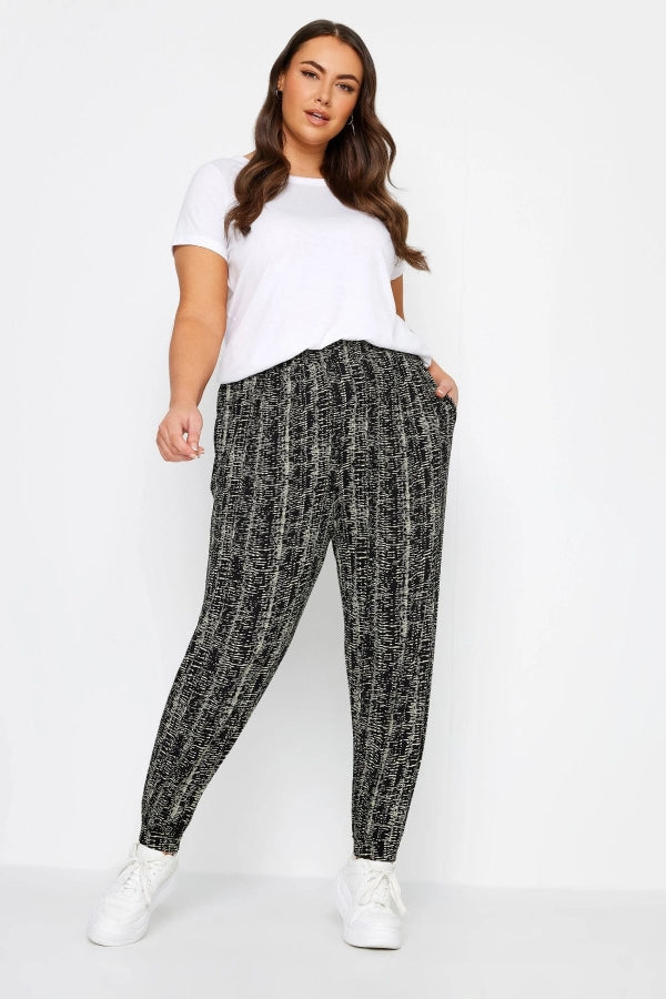 Büyük Beden Dar Paça Desenli Cepli Havuç Kesim Likralı Pantolon 302944 Vervegrand