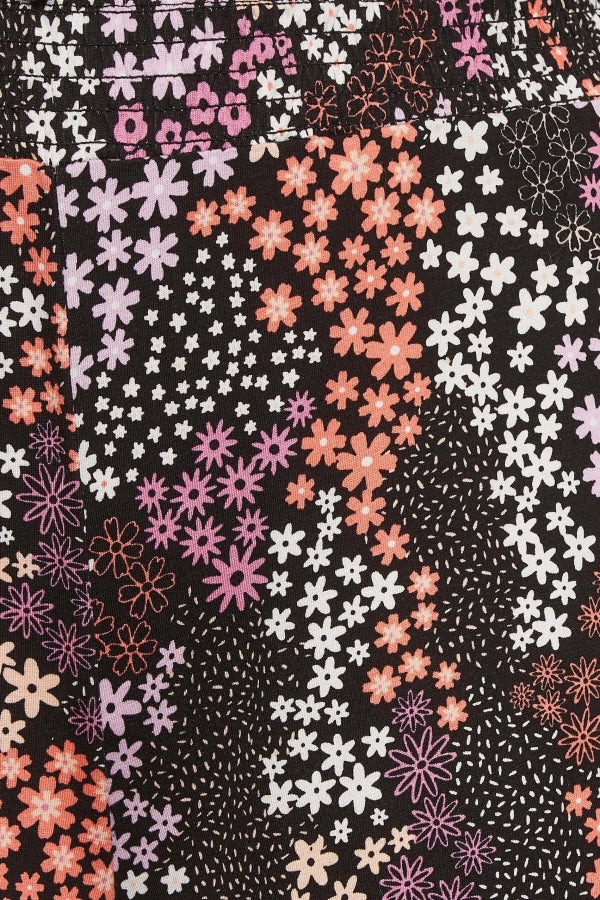 Büyük Beden Desenli Bol Kesim Cepli Likralı Kapri Pantolon 144777 Vervegrand