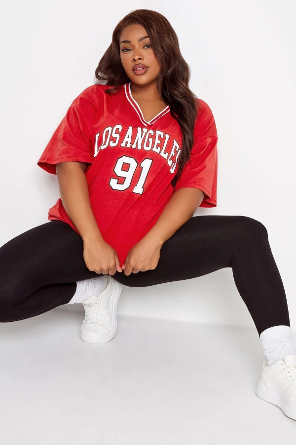 Vervegrand büyük beden kırmızı V yaka t-shirt modeli
