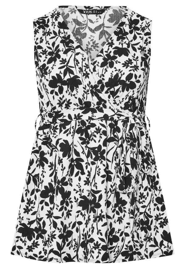 Büyük Beden V Yaka Sıfır Kol Önü Kuşaklı Desenli Bluz 322682 Vervegrand