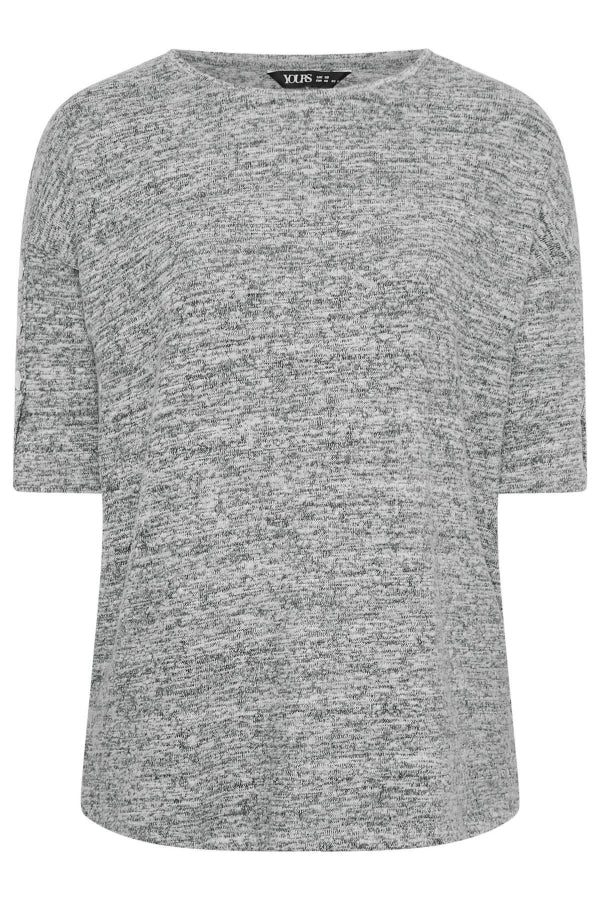 Büyük Beden Bisiklet Yaka Yarım Kollu Düğme Detaylı Bluz 302988 Vervegrand