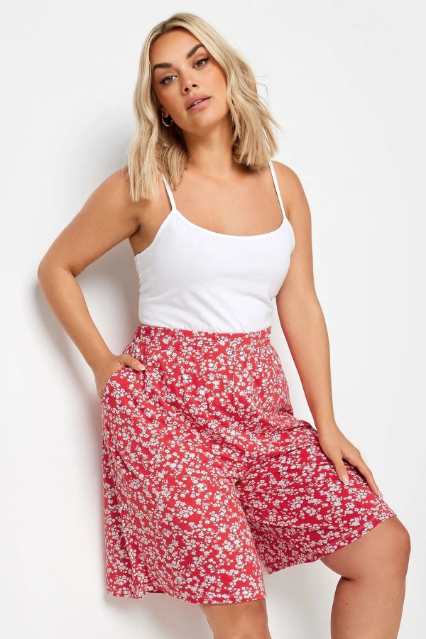 Büyük Beden Beli Lastikli Desenli Bol Kesim Likralı Şort 145105 Vervegrand