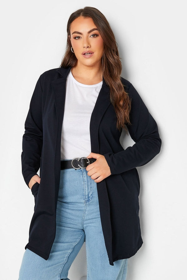 Büyük Beden Cepli Uzun Kollu Düğmesiz İnce Blazer Ceket 301320 Vervegrand