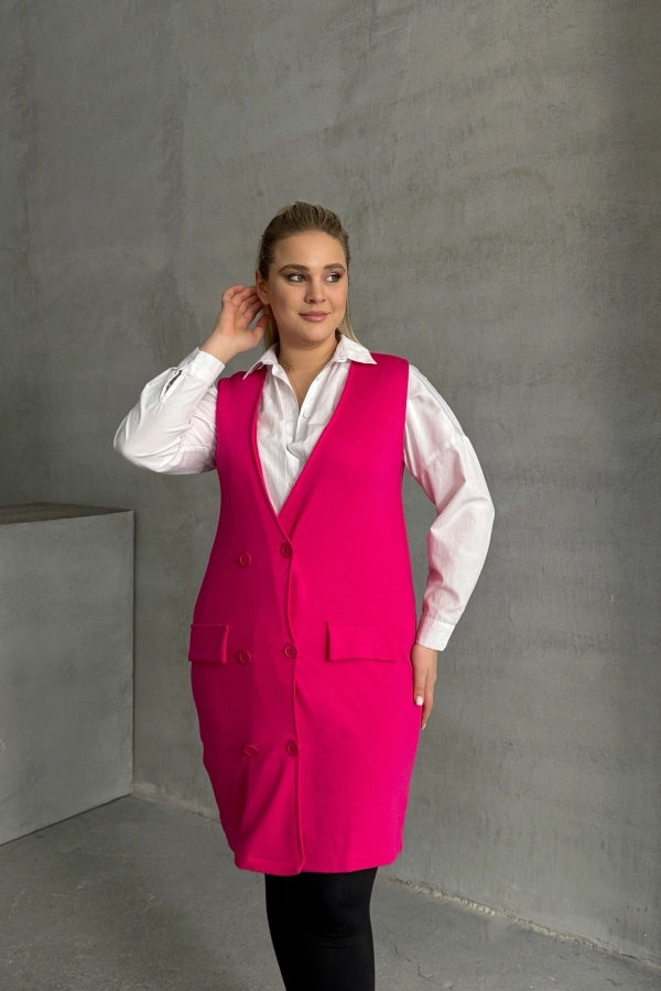 Büyük Beden Sıfır Kol Önü Düğmeli Cep Görünümlü Hırka 300861 Vervegrand