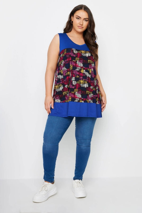 Büyük Beden Sıfır Kol V Yaka Desenli Likralı Bluz 303350 Vervegrand