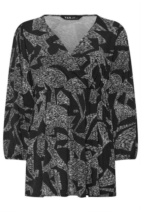 Büyük Beden Derin V Yaka Beli Lastikli Uzun Kollu Bluz 322100 Vervegrand