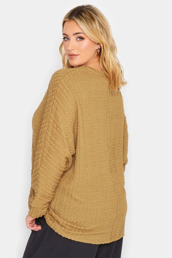 Büyük Beden Bisiklet Yaka Uzun Yarasa Kol İnce Bluz 301719 Vervegrand