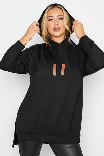 Büyük Beden Kapüşonlu Yırtmaç Detaylı Uzun Kollu Sweatshirt 301171 Vervegrand