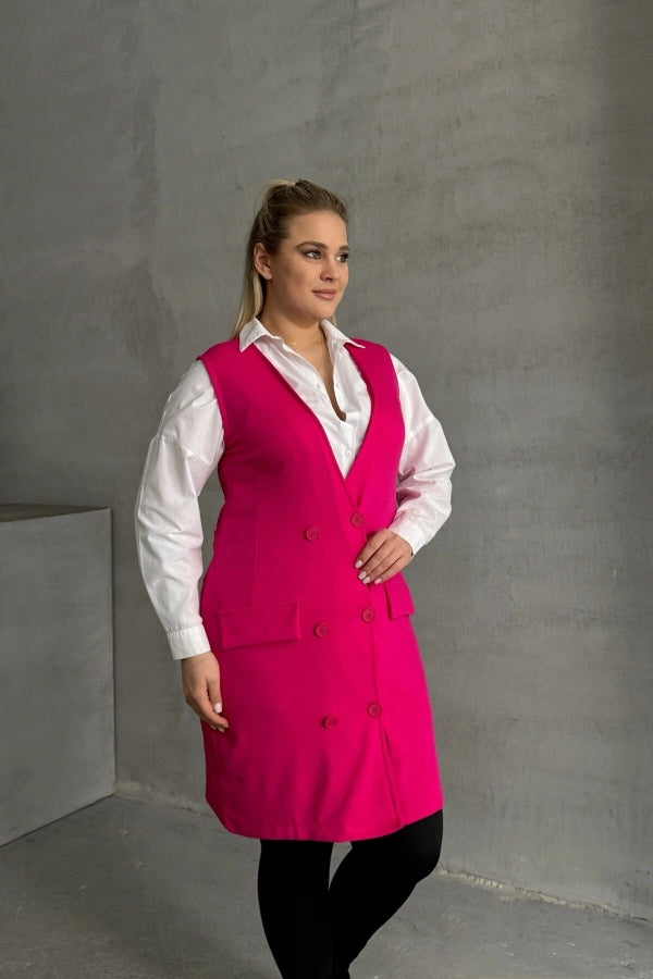 Büyük Beden Sıfır Kol Önü Düğmeli Cep Görünümlü Hırka 300861 Vervegrand