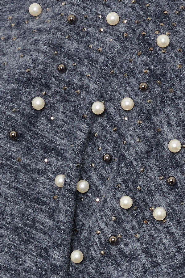 Büyük Beden V Yaka Uzun Kollu Omzu Boncuk İşlemeli Kazak 322302 Vervegrand