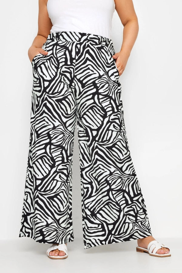 Büyük Beden Beli Lastikli Cepli Desenli Geniş Paça Pantolon 143746 Vervegrand