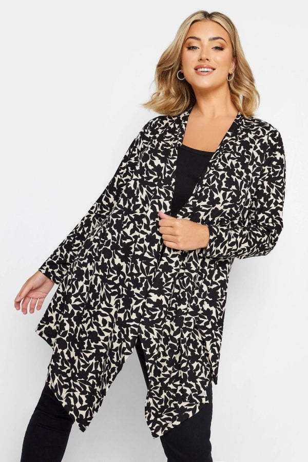 Büyük Beden Desenli Asimetrik Kesim Uzun Kollu İnce Hırka 321135 Vervegrand