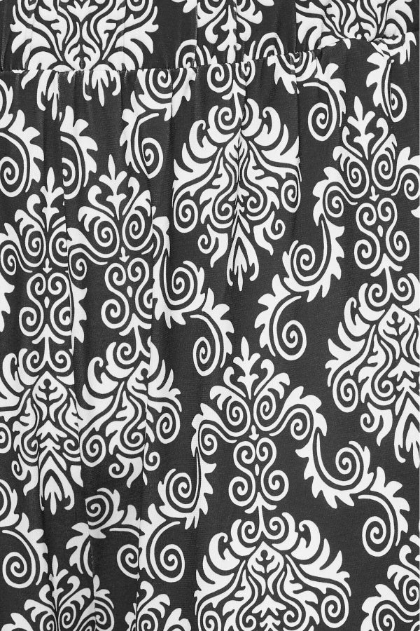 Büyük Beden Geniş Paça Desenli Beli Lastikli Likralı Pantolon 302005 Vervegrand