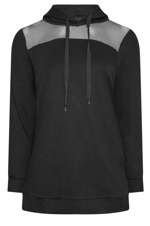 Büyük Beden Kapüşonlu Tül Detaylı Uzun Kollu Sweatshirt 302672 Vervegrand