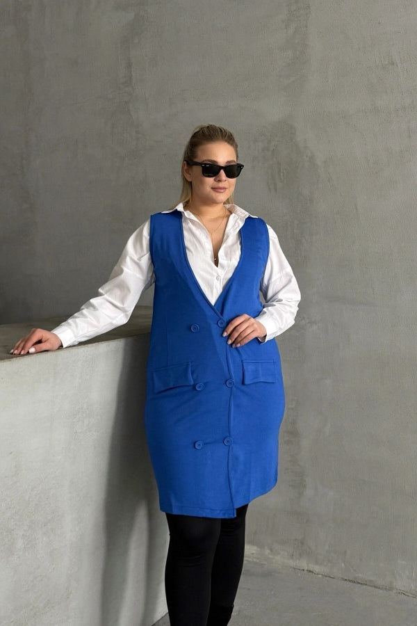 Büyük Beden Sıfır Kol Önü Düğmeli Cep Görünümlü Hırka 300862 Vervegrand