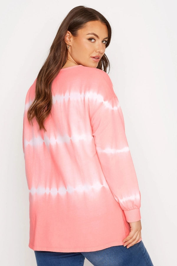 Büyük Beden Balon Kol Batik Desenli Bisiklet Yaka Sweatshirt 173409 Vervegrand