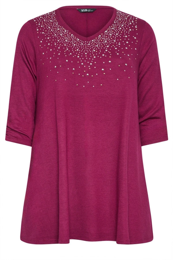 Büyük Beden V Yaka Zımbalı Yarım Kollu Bluz 285017 Vervegrand