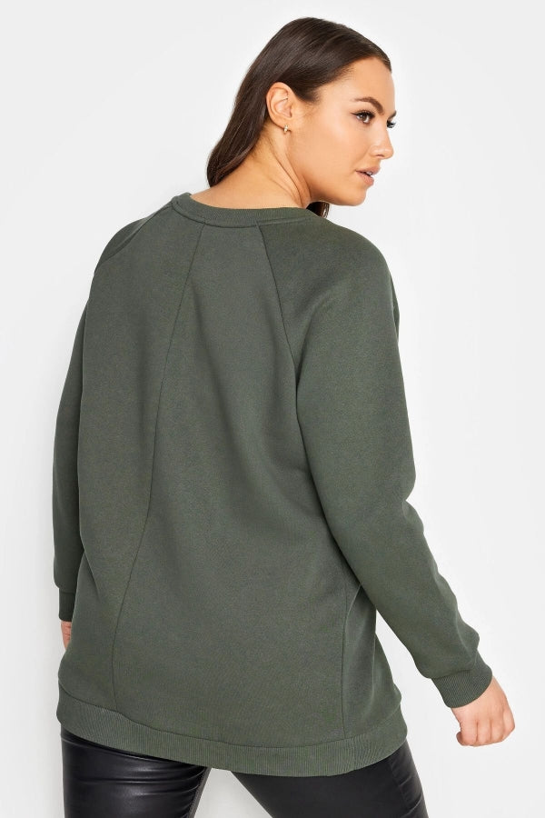 Büyük Beden Bisiklet Yaka Kuşgözü Detaylı Uzun Kollu Sweatshirt 302831 Vervegrand