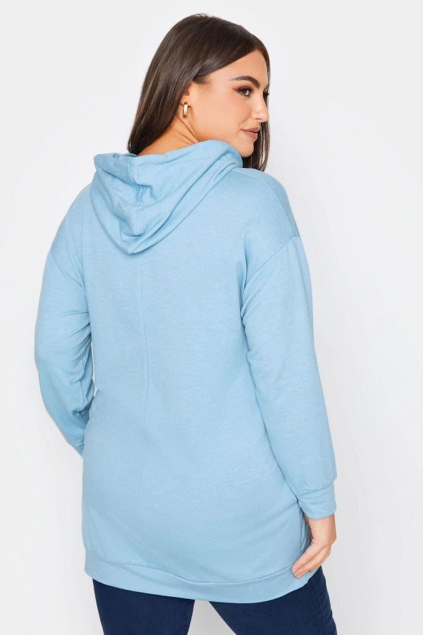 Büyük Beden Kapüşonlu Payet Ve Yazı Detaylı Uzun Kollu Cepli Sweatshirt 302566 Vervegrand