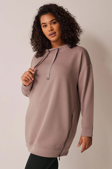 Büyük Beden Bisiklet Yaka Uzun Kollu Fermuar Detaylı Sweatshirt 615117 Vervegrand
