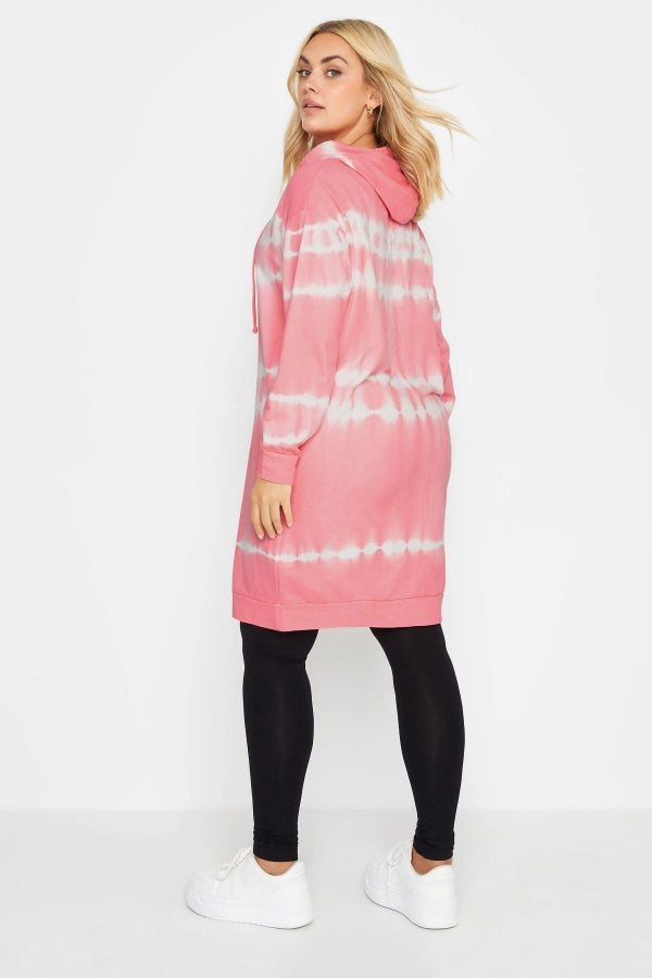 Büyük Beden Batik Desenli Uzun Kesim Cepli Kapüşonlu Sweatshirt 302208 Vervegrand
