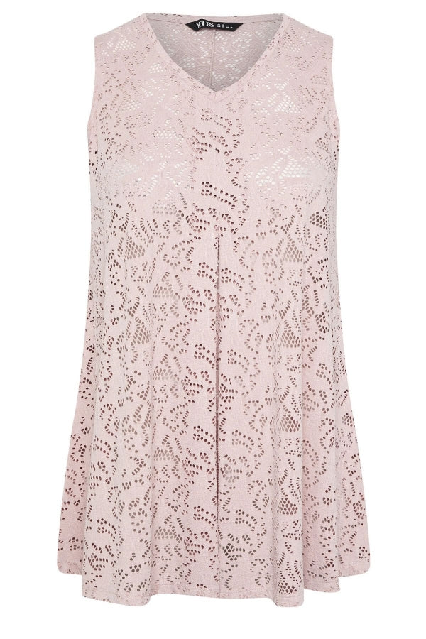 Büyük Beden V Yaka Sıfır Kol Astarsız Dantel Bluz 304103 Vervegrand