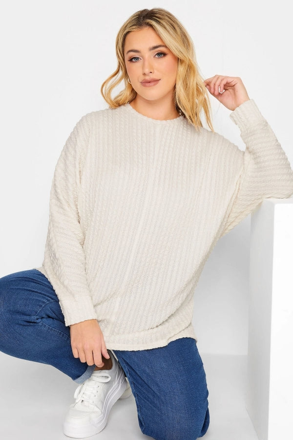 Büyük Beden Bisiklet Yaka Uzun Yarasa Kol İnce Bluz 301718 Vervegrand