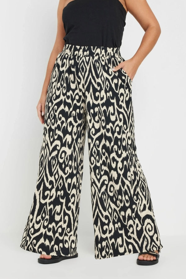 Büyük Beden Beli Lastikli Cepli Bol Paça Bilek Boy Pantolon 303653 Vervegrand