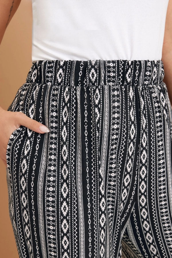 Büyük Beden Beli Lastikli Cepli Desenli Şalvar Pantolon 145265 Vervegrand