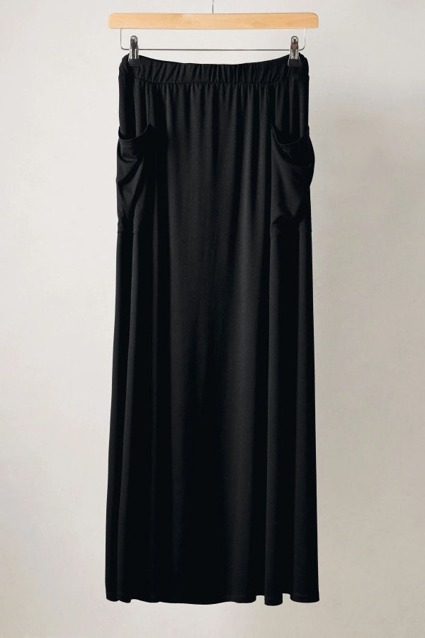 Büyük Beden Beli Lastikli Cep Detaylı Uzun Kesim Etek 615391 Vervegrand