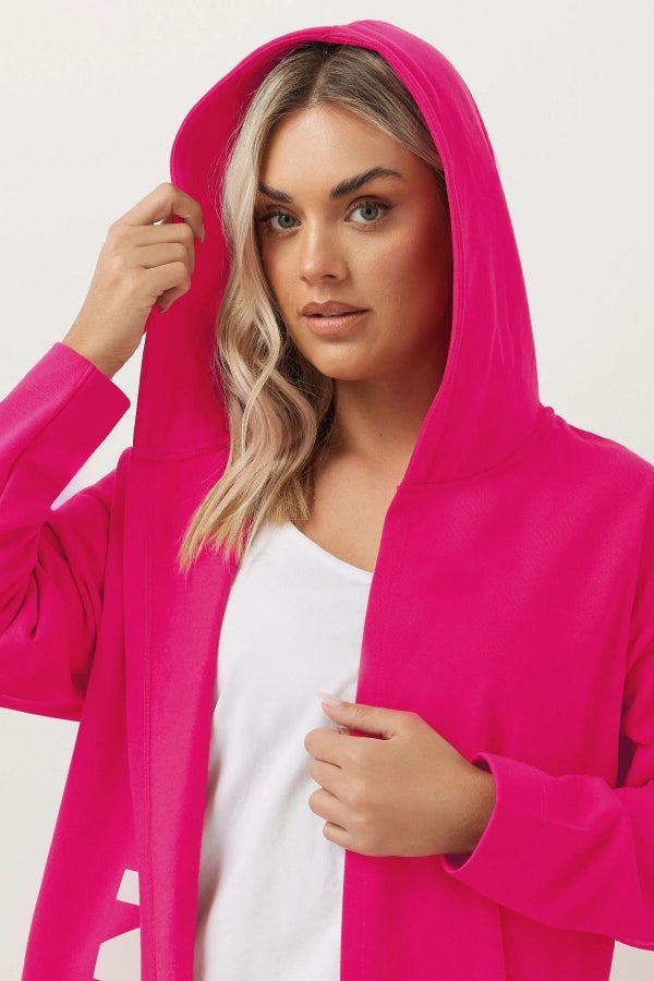 Büyük Beden Kapüşonlu Uzun Kollu Yazı Baskılı Cepsiz Hırka 303983 Vervegrand