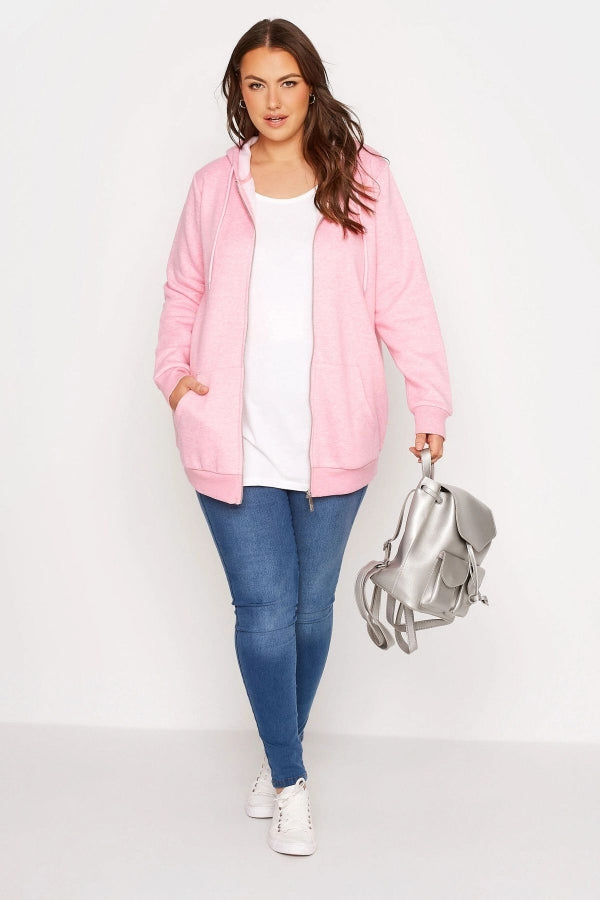 Büyük Beden Boydan Fermuarlı Cepli Uzun Kollu Kapüşonlu Sweatshirt 173418 Vervegrand