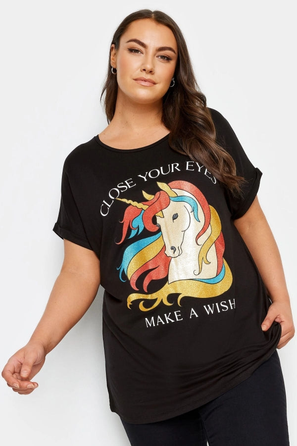 Büyük Beden Bisiklet Yaka Kısa Kollu Baskılı T-shirt 302847 Vervegrand