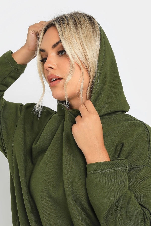 Vervegrand büyük beden haki sweatshirt detay çekimi