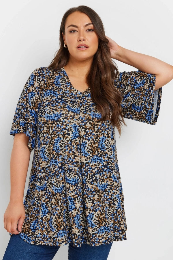 Büyük Beden V Yaka Kısa Kollu Eteği Bollaşan Bluz 303622 Vervegrand