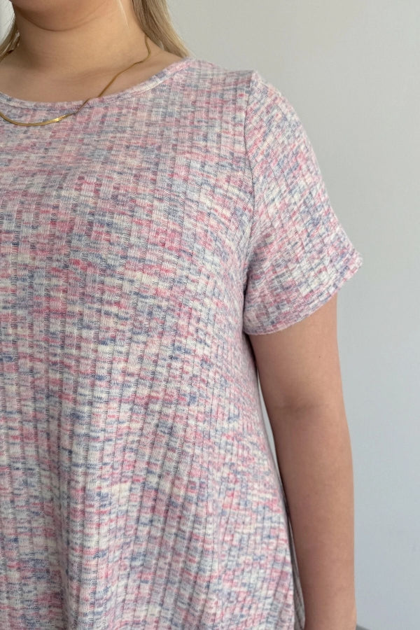 Büyük Beden Bisiklet Yaka Kısa Kollu Fitilli Kırçıllı Bluz 101-29 Vervegrand