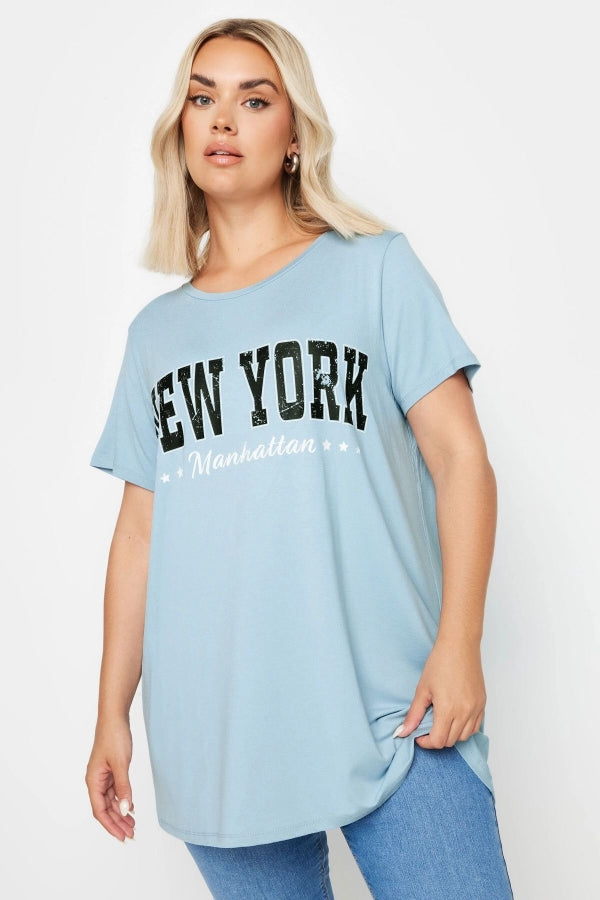 Büyük Beden Bisiklet Yaka Kısa Kollu Baskılı T-shirt 302278 Vervegrand