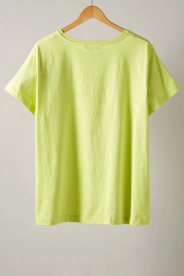 Büyük Beden Üzeri Taş İşlemeli Bisiklet Yaka Kısa Kollu T-shirt 615352 Vervegrand