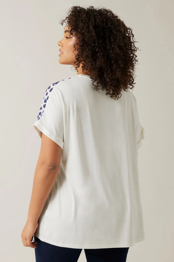 Büyük Beden Bisiklet Yaka Kısa Kollu Çiçek Desenli Bluz 615860 Vervegrand