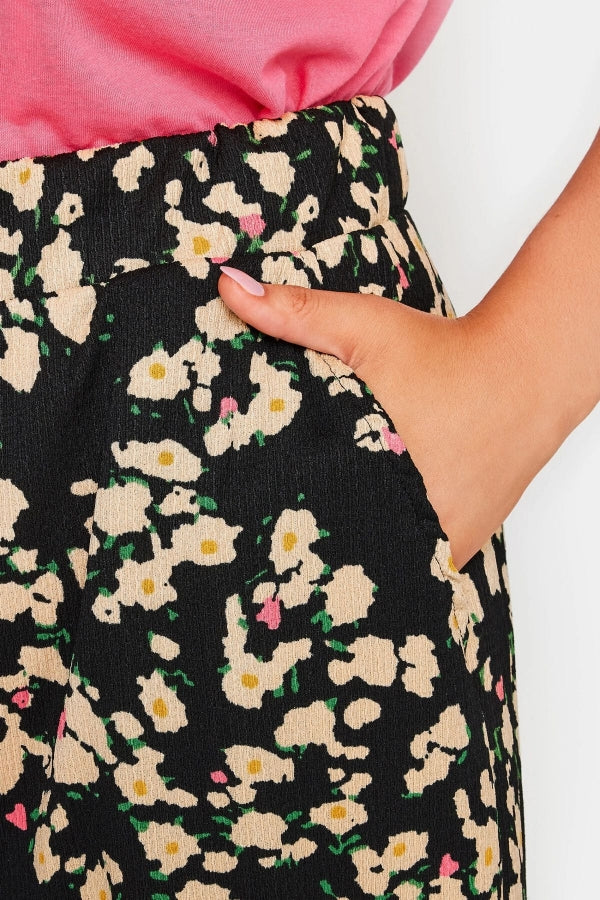 Büyük Beden Desenli Bol Kesim Likralı Kapri Pantolon 302433 Vervegrand