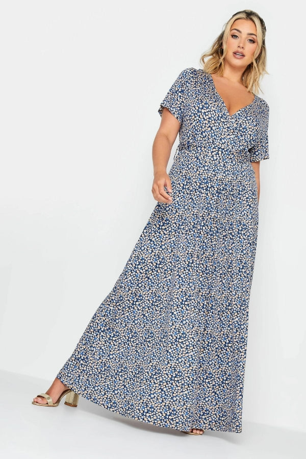 Büyük Beden V Yaka Kısa Kollu Likralı Anvelop Elbise 302376 Vervegrand