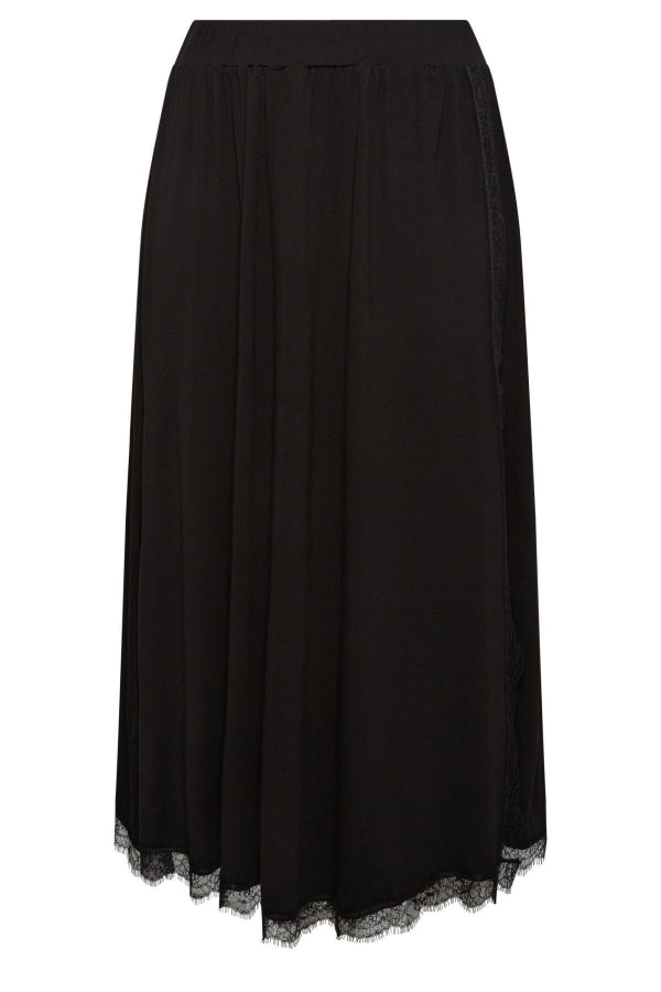 Büyük Beden Beli Lastikli Cepsiz Dantel Detaylı Uzun Etek 215519 Vervegrand