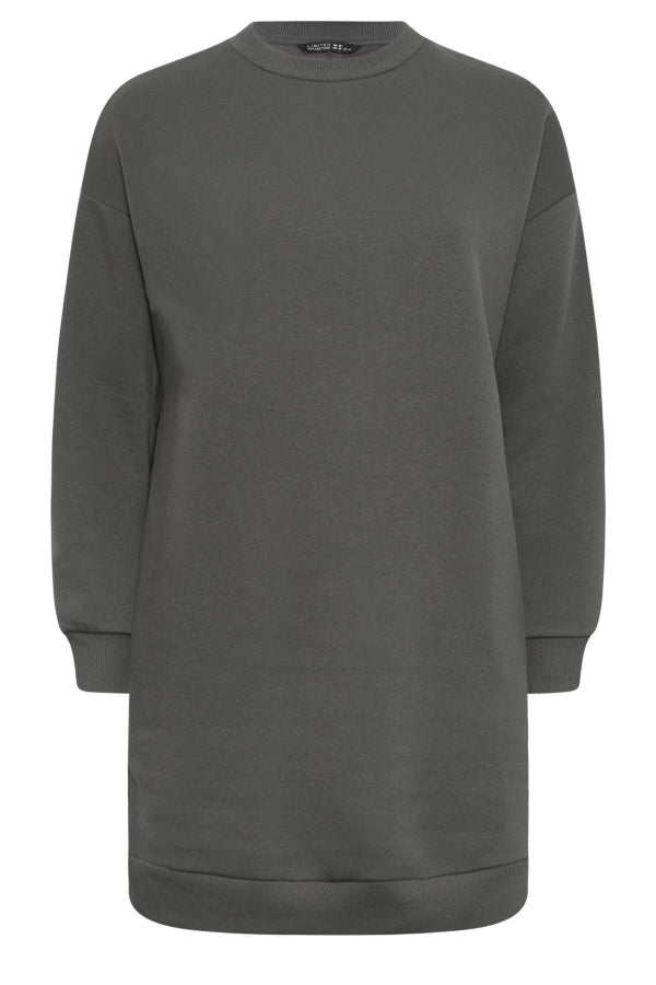 Büyük Beden Bisiklet Yaka Uzun Kollu Kısa Sweatshirt Elbise 126444 Vervegrand