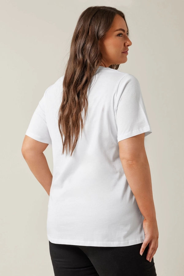 Büyük Beden Bisiklet Yaka Payet Süslemeli Kısa Kollu T-shirt 615558 Vervegrand